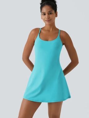 Halara Medium SoftlyZero Plush Active Dress-Easy Peezy Athletic Teal Aqua NWT